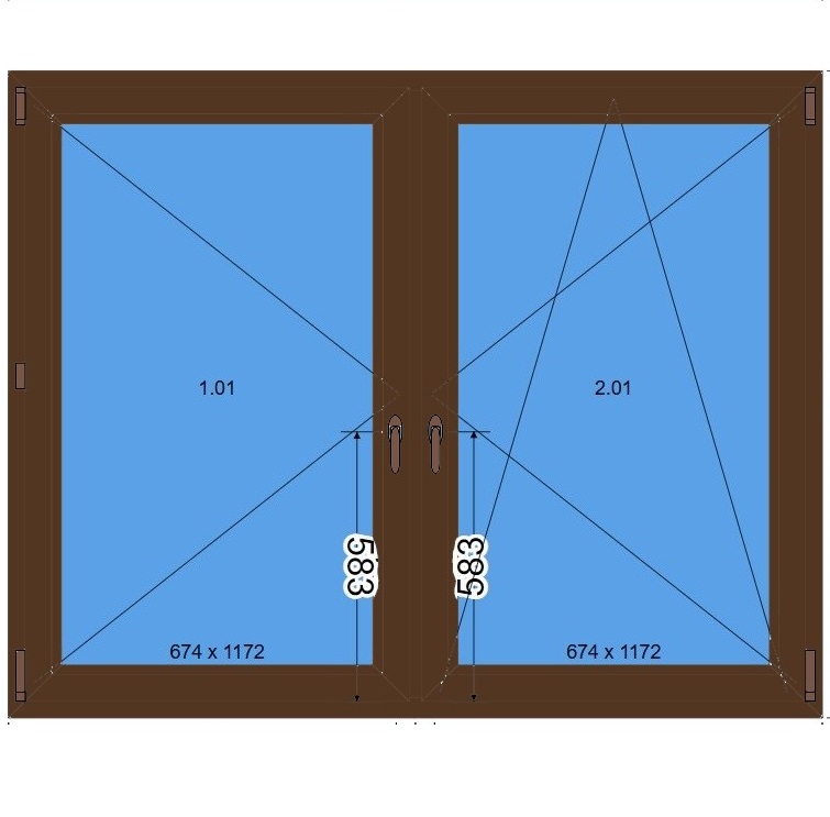 Okno 1760 x 1400 Dwuskrzydłowe Orzech
